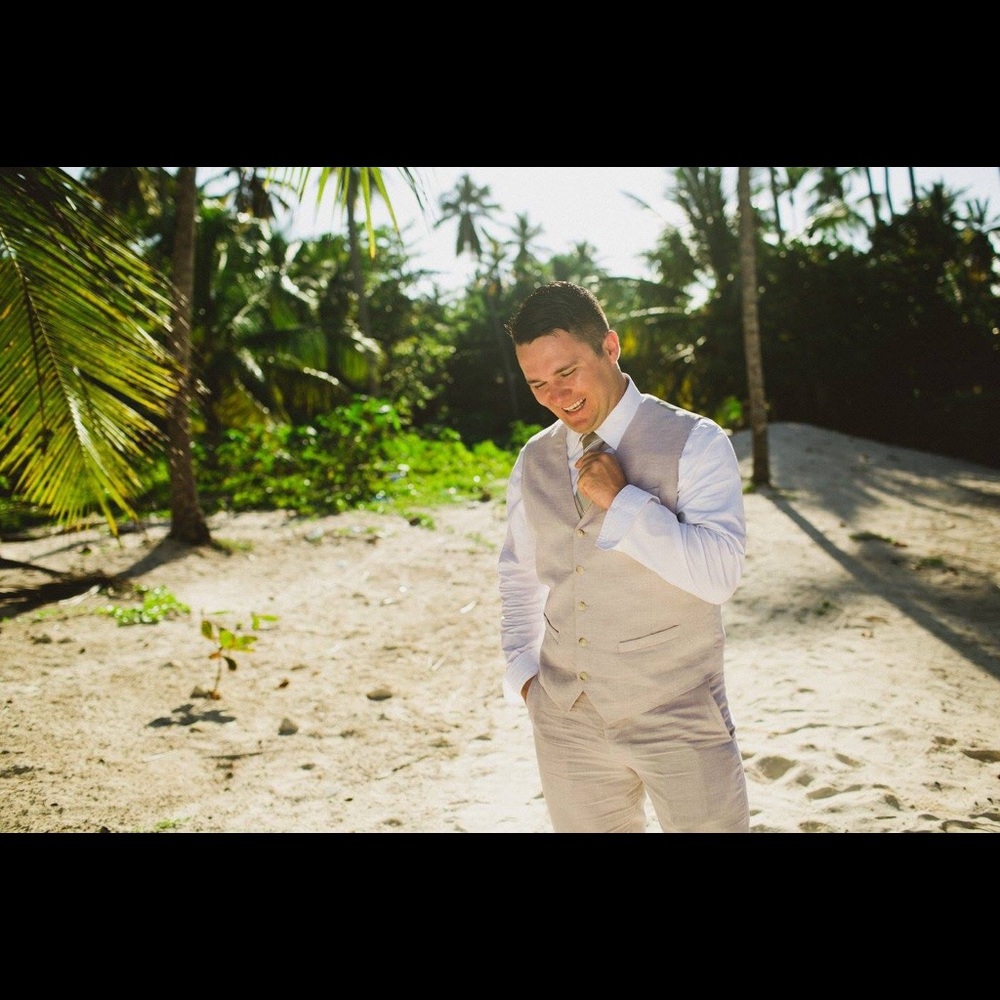 Perry Ellis linen vest and pants